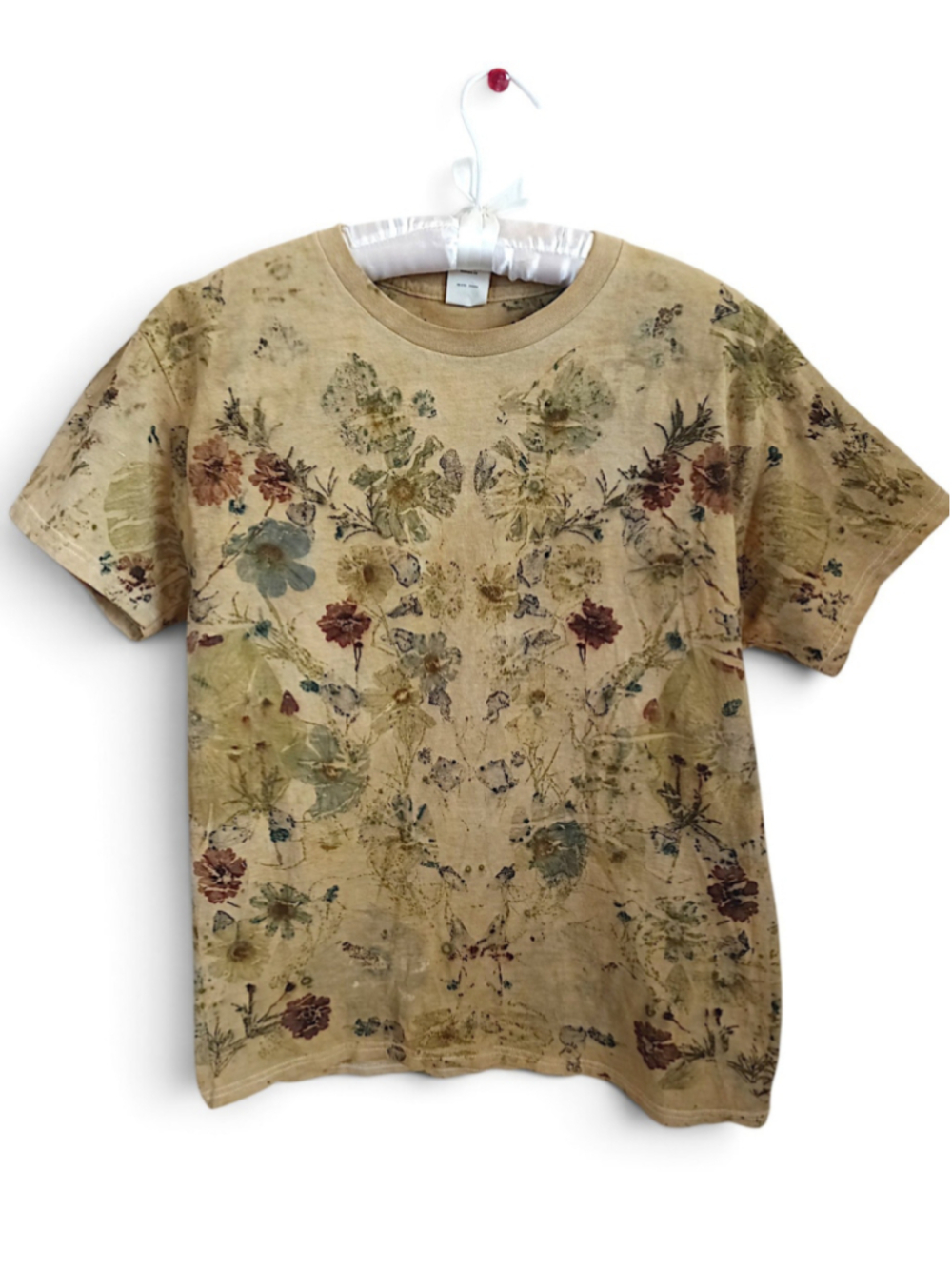 Green Witch Botanical Print Tee Green natural Solar Dye Wildflowers Boho Hippie